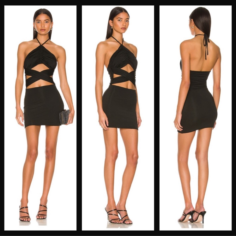 Harlie Halter Mini Dress in Black